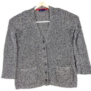 Polo Ralph Lauren Cardigan Sweater Mens Medium Blue Gray Linen Cotton Pockets